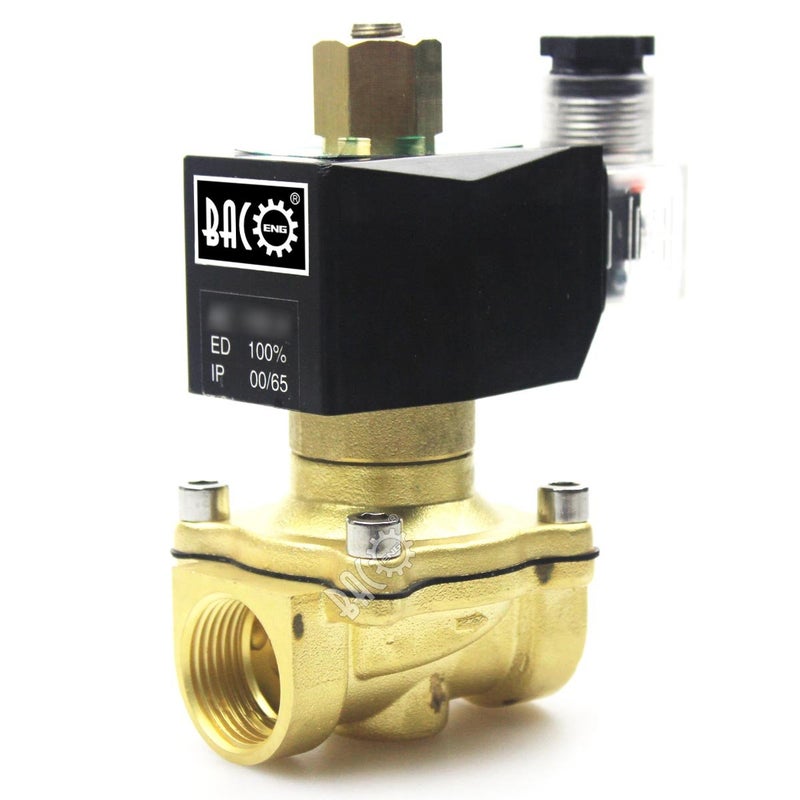 BACOENG 3/4" DC12V Electric Solenoid Valve (NPT, Brass, Normally Open) - Image 1